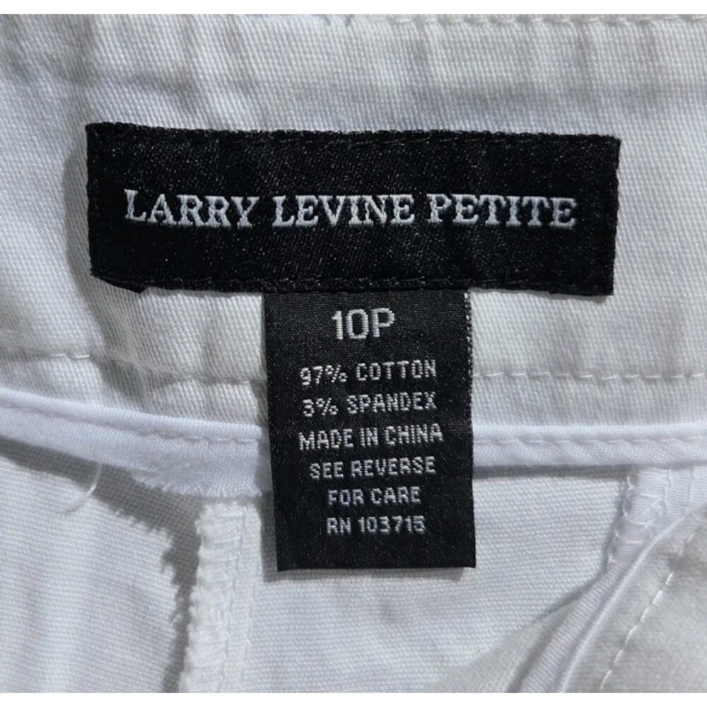Larry Levine Petite White Cotton Shorts 10P - Picture 6 of 8